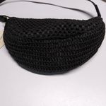 Universal Threads Universal Thread Woven Straw Half Moon Black Shoulder Bag Photo 8