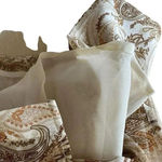 Joie  PAISLEY PRINTED RETRO BLOUSE Linen IN BROWN Cream SZ L #1955 Photo 4