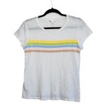 LC Lauren Conrad 100% Cotton White Pastel Stripe Front Tee Photo 0