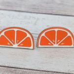 Vintage Clip On Earrings 1" Orange Slice Retro Stud Converted Photo 1