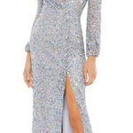 Mac Duggal  5213 Rainbow Multi Color Sequin V Neck Gown 12 NEW Photo 0