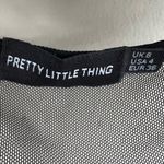 Pretty Little Thing  Crop Top Womens 4 Black Sheer Ruched Off Shoulder Halter Rave Photo 3