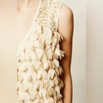 Anthropologie  Champagne & Strawberry cream Petal Pop appliqué mini shift dress Photo 1