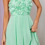 Boutique Green Prom Dress with floral top part Photo 3