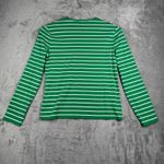 Ralph Lauren Lauren Black Tag Green White Striped Top Women L Long Sleeve Preppy Photo 2