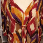 Maggie Barnes  Ikat Print V Neck Kaftan Top Tunic Blouse Plus Size 5X Photo 0