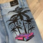 American Bazi Hollywood Graffiti Distressed Boyfriend Jeans Blue Large Photo 4