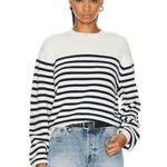 NWT KHAITE Viola in Ivory & Navy Stripe Cashmere Crew Neck Sweater XL $1,580 Blue Photo 1