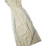 Vtg 1950s Pale Yellow Floral Embroidered Cap Sleeve Cape Maxi Sheath Dress 6 Photo 1