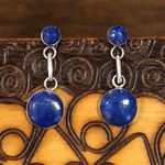 Sterling Silver LAPIS LAZULI 950 Drop Dangle Earrings Photo 0