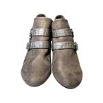 Bella Vita  Womens Sz 11 N Grey Suede Leather Reptile Print Buckles Bootie Boots Photo 2