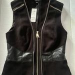 Bebe New Izzy Zip up Vest Black with Gold Detail sz 2 Photo 0