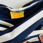 Agua Bendita Bikini Navy White Striped Floral Top and Bottom Swimsuit Photo 4