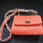 Badgley Mischka Coral Quilted Puffy Pearl Messenger Orange Purse Crossbody Bag Photo 12