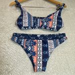 Reversible Blue Boho Chic Euro Summer Triangle Bikini top & bottom size small Photo 0