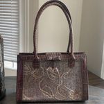 Liz Claiborne small wool and croc embossed vegan leather tote pre loved Photo 0