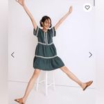Madewell Embroidered Linen-Blend Flutter-Sleeve Mini Dress Size Small Photo 4
