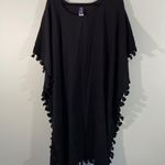 Swimsuit For All Women Black Pom Pom Trim Beach Cover Up Size 18/24 NWT Photo 0