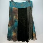 Vintage Havenbleu Mixed Media Beaded Jewel Tone Turquoise Gold & Brown Skirt M Blue Size M Photo 8