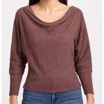 BKE  Sweater Womens M Brown‎ Ribbed Knit Off Shoulder Dolman Sleeve Cozy Chic Photo 0