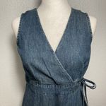 Old Navy Women Maternity XS Blue Denim Cross Over Side Tie Waist Dress Jumper Photo 1