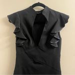 Black Halo Eva Ruffle Plunge Black Sheath Dress Size 4 Photo 4