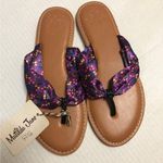 Matilda Jane  Clothing Daydream Flip Flop Satin Floral Sandals Size 7 - NEW Photo 0
