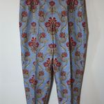 Talbots Vintage  Women's Blue Floral Print Cropped Stretch Pants Size 18 Trousers Photo 0