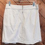 J.Crew cotton pinstripe mini skirt mid rise pockets white gray sz 4 Photo 3