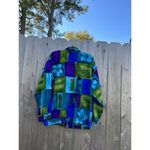 Vintage 90s Sport Savvy women Windbreaker Jacket Full Zip Floral Medium Purple Blue Photo 7