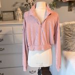 Cloud Chaser Plush Pullover Powder Blush Quarter Zip Cropped Top Womens Large  Photo 5