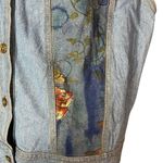Vintage Saint Germain Paris Flower Print Denim Vest Size Large Blue Photo 3