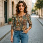 Alberto Makali Vintage Y2K Crinkle Scoop Neck Blouse Size S Photo 14