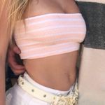 PacSun light pink and white ribbed bandeau cropped tube top size small Photo 1