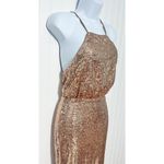 Lulus Lulu’s‎ My Muse Rose Gold Sequin Maxi Dress Gown Criss Cross Back Sleeveless XS Photo 7