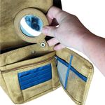 Travelon  Small Crossbody Bag Tan Mock Suede Pouch Purse Travel Green Compact Photo 6