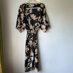 Maison Du Soir Black Yellow Floral Kimono Robe S/M Photo 3