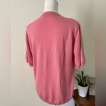 Peter Hahn Wool Short Sleeve Sweater US Large dusty Pink Solid Knit Photo 5