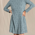 Toad & Co  Foothill Waffle Knit Long Sleeve Swing Dress Blue Floral XS Photo 0