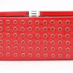Hot in Hollywood Semi Rigid Red Clutch XL Patent Faux Leather Rhinestones NWT Photo 0