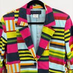 Vtg 80's Collection Harve Benard Women's Size 16 Patchwork Striped Blazer Jacket Green Photo 1