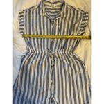 100% Cotton Tunic Dress Blue White Striped Short Sleeve Preppy Coastal Grandma Size L Photo 2
