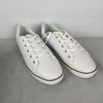 Evans Womens Lace Up Sneaker White Metal Strip Size 11 Clean Girl Preppy Casual Photo 1