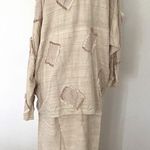 ASHRO Two Piece Top and Skirt Silk Cotton Blend Shell Lagenlook Sz M Tan Size M Photo 3