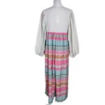 Pink and Gray Puff Sleeve Boho Print Oversized Midi Dress NWOT Size Medium Photo 1