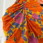 Farm Rio  V-Neck Floral Ruched Mesh Midi Dress, Size L Photo 5