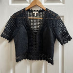 Rebecca Taylor  Black Crochet Lace Crop Top Size 2 Small Photo 0
