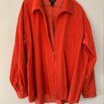 VTG NY & Co Corduroy Ribbed Zip Up Flannel Shacket Bright Orange Size L XL Photo 0