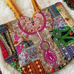 Free People Rare Jaipuri Hand Stitched Boho Tote Photo 5