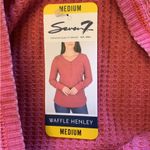 Seven7 Henley Waffle Shirt Vintage Washed Out Pink Berry Comfy Womens Top Medium New Photo 10